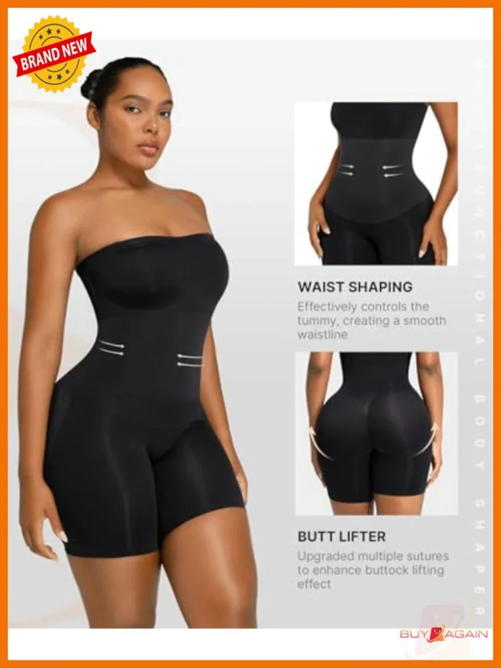 NWT SHAPELLX Strapless Shaper Bodysuit Tummy Control Seamless